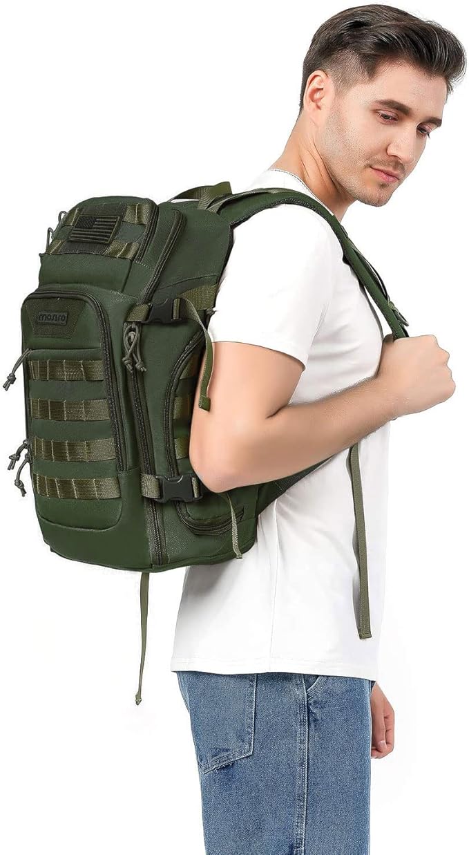 MOSISO 30L Military Tactical Backpack for Men, Army Backpack Military Daypack 3 Day Assault Pack Hiking Rucksack Bug Out Bag, Army Green