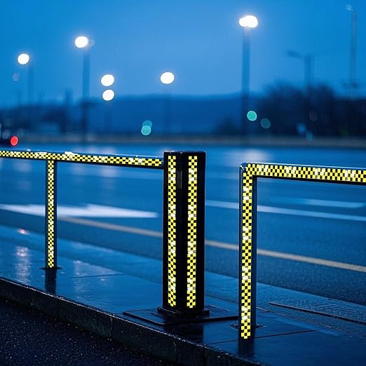 Yellow and Black Reflective Tape 4 inch, Outdoor Waterproof Hazard Conspicuity Warning Industrial Marking Tape (11 feet)
