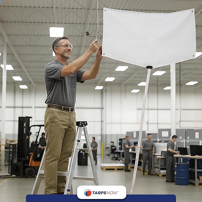 Heavy Duty Ceiling Leak Diverter Tarp with Drain Flange - Roof Water Diverter for Emergency Leaks - Water Leak Catcher with D-Rings - Effective Water Diverter - 10' x 10'