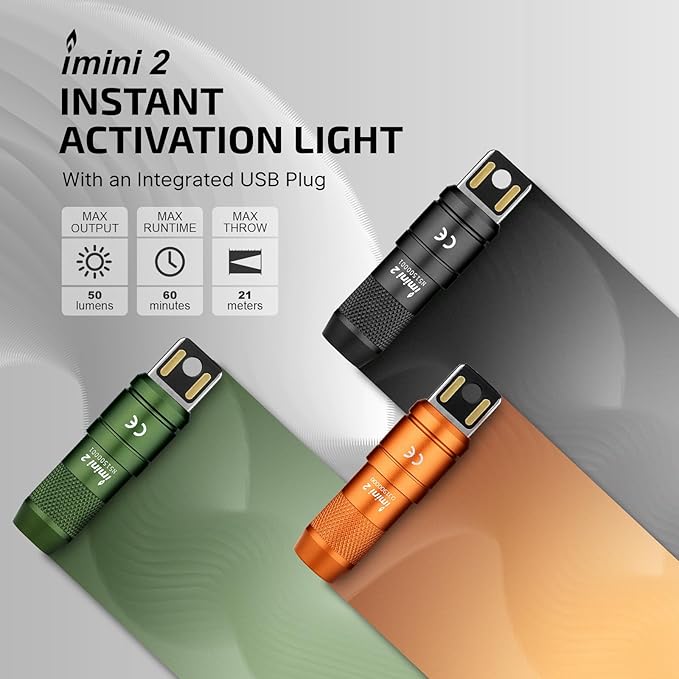 OLIGHT IMINI 2 EDC Rechargeable Keychain Flashlight, 50 Lumens Compact and Portable Mini LED Keyring Lights with Built-in Battery Ideal for Everyday Carry and Emergencies (OD Green)