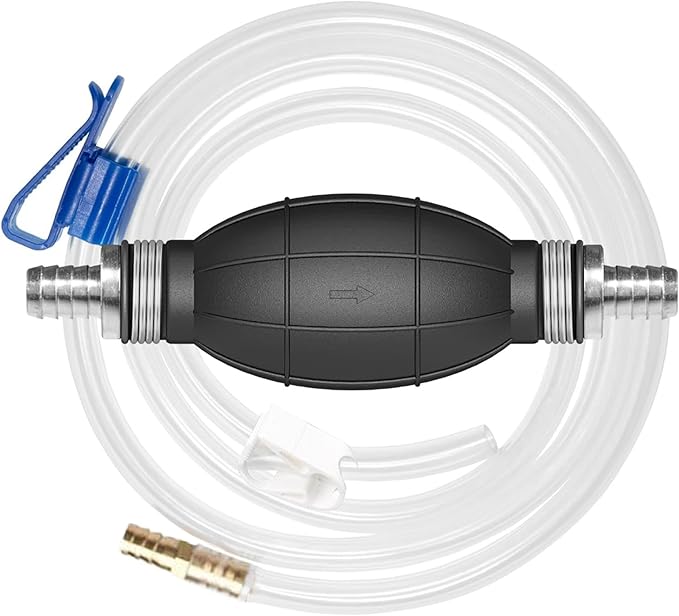 Gasoline Siphon Hose, Gas Oil Water Fuel Transfer Siphon Pump, Portable Widely Use Hand Fuel Pump, Fuel Transfer Pump with 10 Ft PVC Hoses