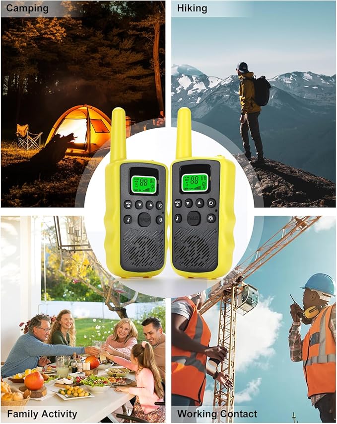 Walkie Talkies Long Range for Adult Kids, Rechargeable 2 Way Radio 22 FRS Channels with LED Flashlight USB-C Cable Li-ion Battery, Handheld Walky Talky VOX for Camping Hiking - 2 Pack