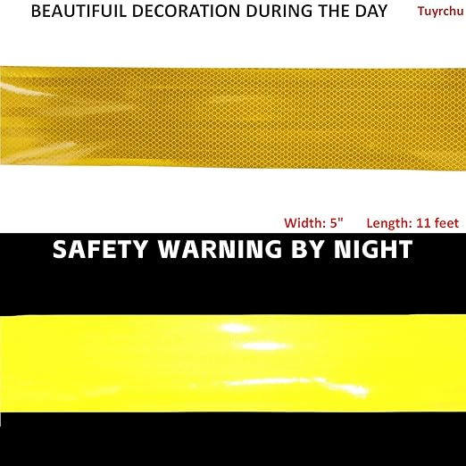 Yellow Reflective Tape 4 inch Wide for Trucks, Outdoor Waterproof High Visibility Safety Warning Reflector Sticker Strips (11 feet)