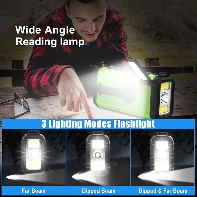20000mah Emergency Radio, Solar Hand Crank Portable AM FM NOAA Radios, Rechargeable Battery, SOS Alarm, Flashlight, Reading Lamp for Home Outdoor Emergency