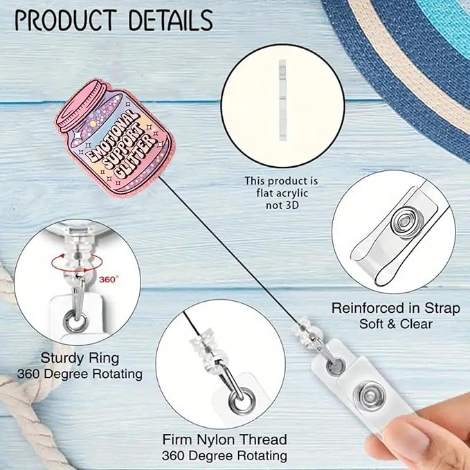 Pink Glitter Cute Candy Badge Reel Emotional Support Medicine Bottle Nurse Badge Clip for RN CNA LPN Nursing Doctor Medical Worker Name Tag Decor Retractable Acrylic Alligator Clip Nurse Badge Holder