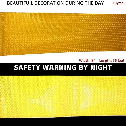 Industrial Reflective Tape Yellow 8 inch for Bikes, Outdoor Waterproof High Visibility Safety Warning Adhesive Stickers Strips (66 feet)