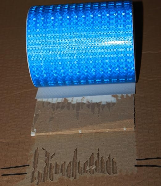 Industrial Reflective Tape Blue 6 inch Wide, Outdoor Waterproof High Visibility Safety Warning Adhesive Reflector Strips (66 feet)