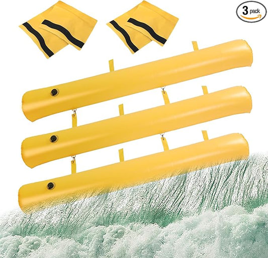 3 Pack PVC Flood Barriers Bags, 72 x 14 Inch Inflatable Flood Barriers for Home Water Barrier Bag Reusable Flood Prevention Barriers Sandbag Alternative for Home Outdoor Flood(Yellow-3 pack)