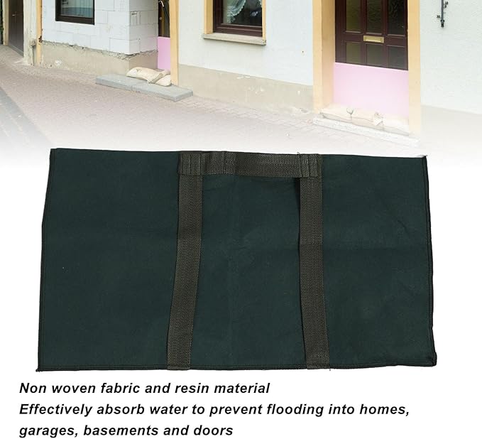 2PCS Water Activated Flood Barriers, Reusable Flood Water Barrier Water Absorbent Resin Sandless Sand Bags Self Expanding Sandbags for Flooding for House Door Garage Basement