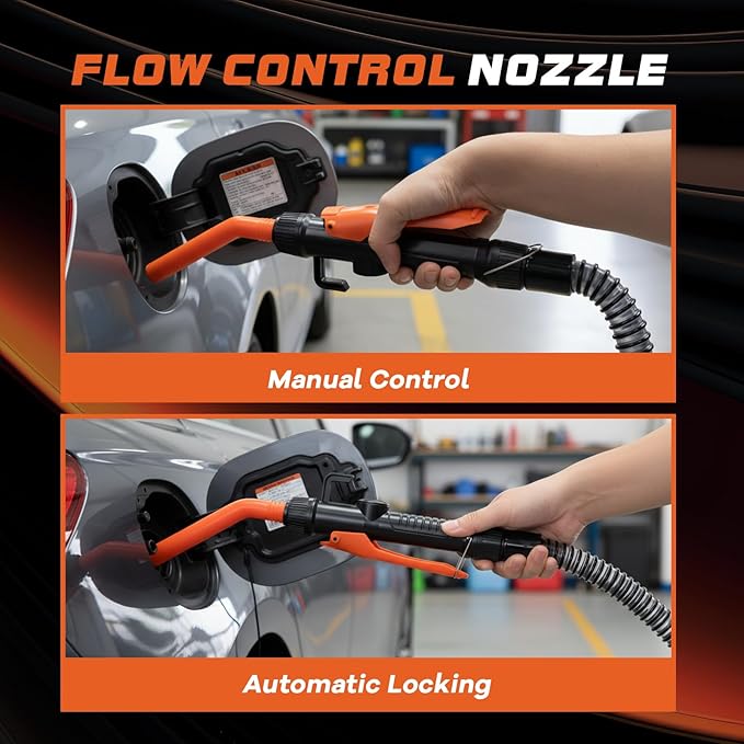 Battery-Powered Fuel & Fluid Transfer Pump, Up to 3 GPM, 38" Intake Tube & Hose, Adjustable Nozzle, Portable Siphon for Gas/Diesel/Kerosene/Water — Pump Only, No Container (Batteries Not Included)
