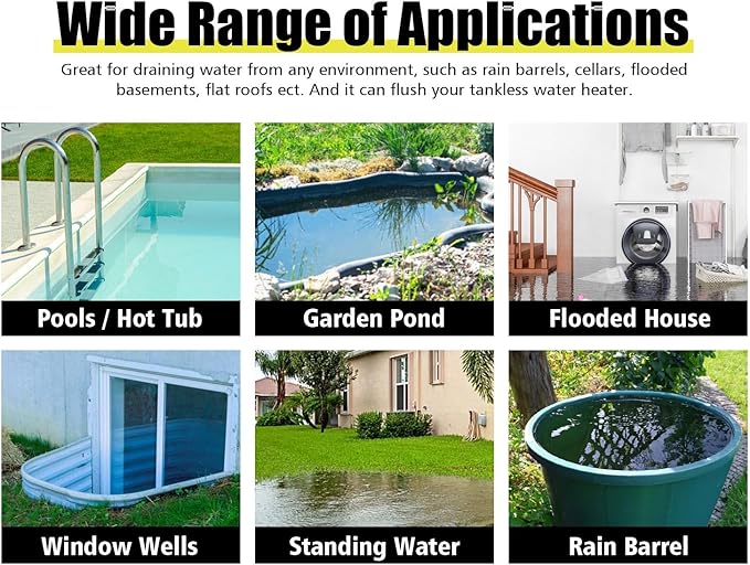 Submersible Sump Pump 1HP Portable Water Pump 5000GPH Drain Water for Pool Pond Hot Tub Flooded House High Flow/Low Water Level Mode Adjustable