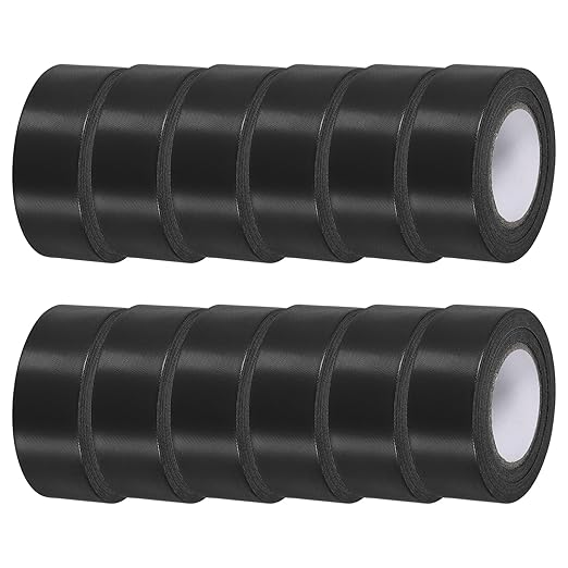 MECCANIXITY Flagging Tape,12 Pcs Non-Adhesive Plastic Neon Survey Marking Tape 1 Inch x 98 Feet for Tree Hunting Boundaries Hazardous Areas Marking Ribbon Black