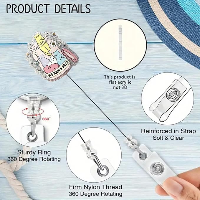 Cute Cat Flower Badge Reel Retractable for Nurse Nursing RN CNA LPN Medical Worker & Office Staff,Nurse Badge ID Card Name Tag Accessories Cat Badge Holder with Alligator Clip