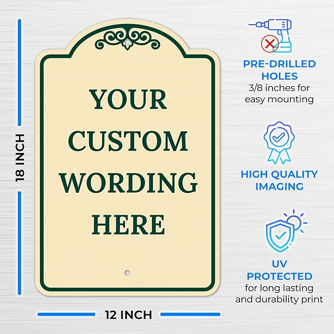 Custom Indoor/Outdoor Decorative Sign,Custom Personalized Green Border Sign, 12x18 Inches, ACM, Fade Resistant, Made in USA