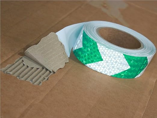 Reflective Tape Green and White 1 Inch x 68 Feet, Warning Conspicuity Reflector, Night Safety Sticker for Car Trailer