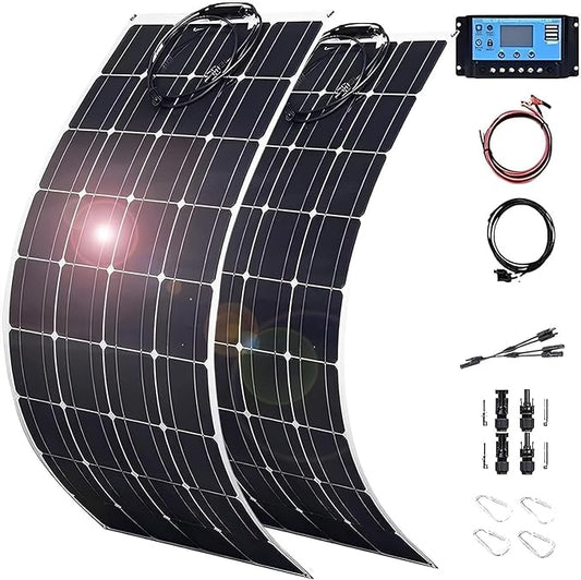 800 Watt Flexible Solar Panel for RV, 2 × 400 Watt 12 Volt Solar Power Panel Kit with 40A Solar Charge Controller Monocrystalline Solar Panels for Camping Off Grid Car Battery Charging Boat