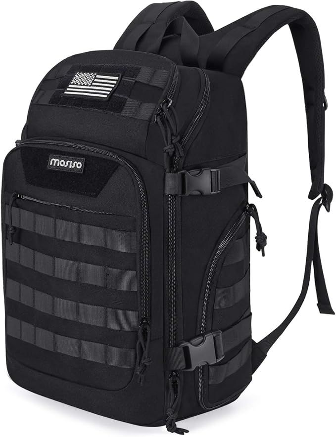 MOSISO 30L Military Tactical Backpack for Men, Army Backpack Military Daypack 3 Day Assault Pack Hiking Rucksack Bug Out Bag, Black