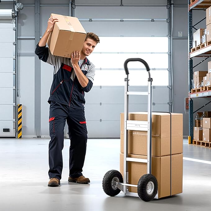 VEVOR Aluminum Hand Truck, Heavy-Duty Hand Truck Dolly with Non-Slip Wheels & Handle, 500 LBS Aluminum Alloy Portable Trolley Dolly with Tie-Down Strap for Moving Home, Office, Warehouse