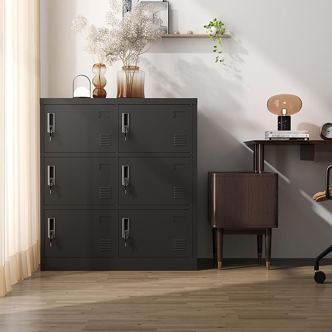 Metal Lockers for Employees 6 Doors,Office Storage Locker, Employee Steel Locker Cabinet with Lock,Staff Locker with Keys Storage Cabinet for Gym Home Office School Garage,Assembly Required