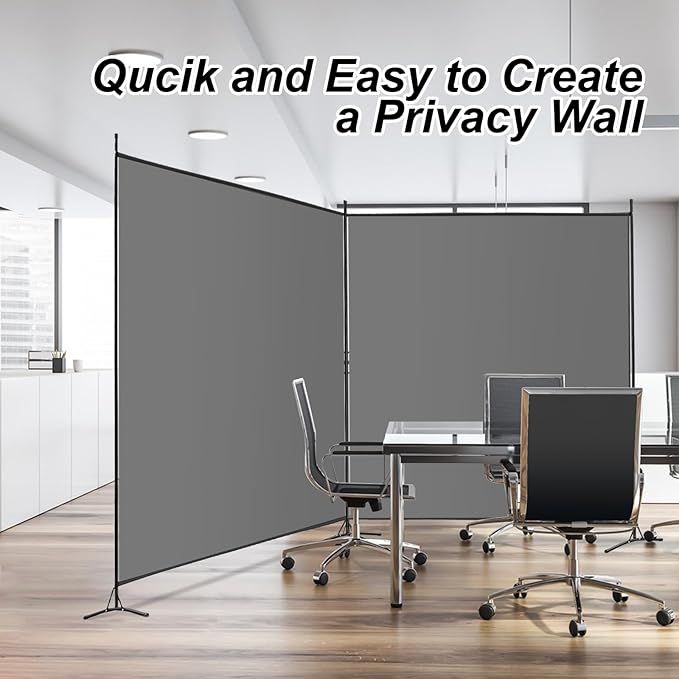 Room Divider - 6 Ft Single Panel, 69''W x 70''H Freestanding Privacy Screen for Room Separation, Portable Partition in Grey