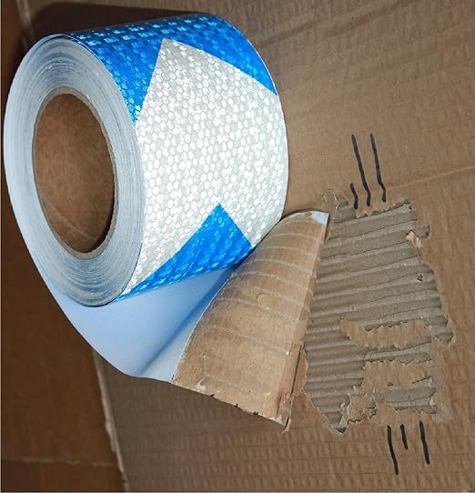 Reflective Tape Blue White 3 Inch x 168 Feet, Outdoor Waterproof Conspicuity Strong Adhesive Reflector for Vehicles