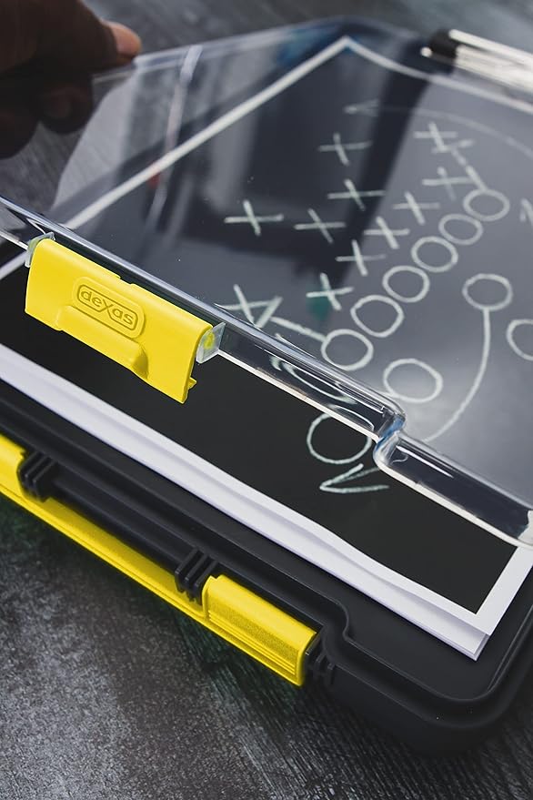 Dexas Clearview Clipcase Clipboard, 13.75 x 9.5 in, Gray/Yellow. See Papers Clearly Outdoors, Stay Organized & Dry. Ideal for Coaching, Teaching, homeschooling, Art, Trades & Medical pros(Pack of 6)