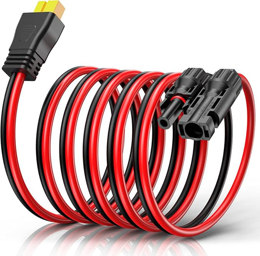 10AWG XT60 Solar Cable 40FT, XT60 Cable to Solar Connector 3 10 15 20 30 50FT, Solar Connector to XT60 Adapter Cable, XT60 Solar Charging Cable for Portable Power Station - 40Ft
