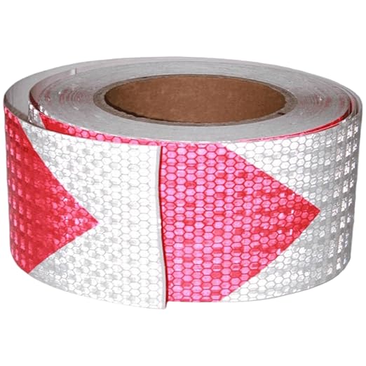 Reflective Tape Red White 3 inch Wide for Automobile, Outdoor Waterproof High Visibility Safety Warning Adhesive Strips (66 feet)