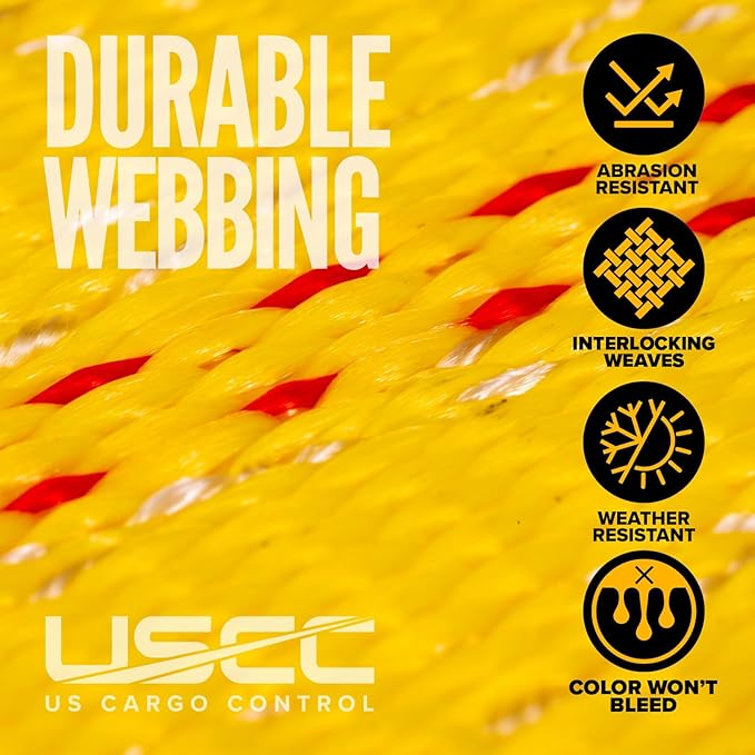 US Cargo Control Wire Hook Ratchet Straps 2 Inch x 12 Foot (2-Pack), 10,000 LBS Break Strength, Ratchet Straps Heavy Duty with Double J Hooks, Cargo Tie Downs for Flatbed Trailers and Trucks