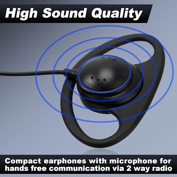 Macarrie 48 Pcs Radio Headset with Mic 2 Pin D Shape Walkie Talkie Earpiece with Mic Walkie Talkie Earpiece Compatible with Rt68 Rt19 Rt27 Rt28 Rt22 Rt21 H-777 2 Way Radios, Soft Ear