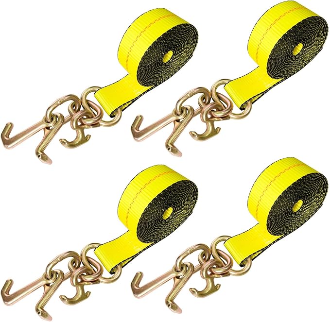 4PCs 2" x12' Recovery Winch Strap w/RTJ Cluster Hook, 10000LBS Tow Truck Car Wrecker Winch Tie Down Straps, Heavy Duty Autohauler Car Tie Down Straps