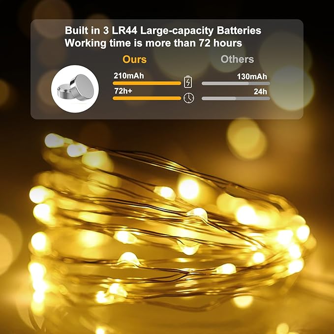 pozzolanas 6 Pack Warm White Battery Operated String Lights with Remote - 7ft Waterproof Fairy Lights with 20 LEDs for Home, Mason Jar, Party, Wedding, Halloween, Christmas Decorations