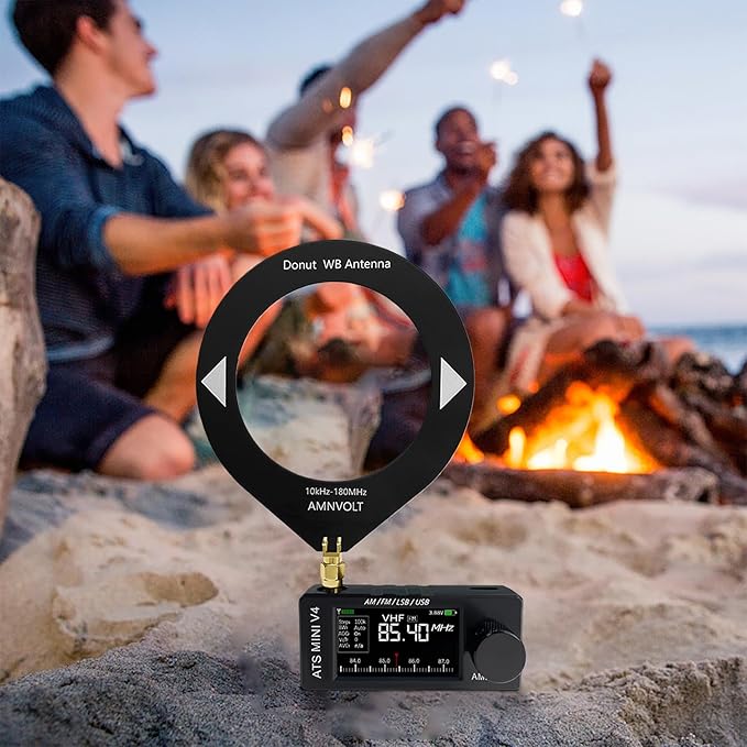 AMNVOLT V4 ATS MINI DSP Radio, ESP32-S3 & SI4732 Chip, Multi-Band AM/FM/LSB/USB Receiver, 1.9'' IPS Color Screen, with Headphone Amplifier & Hi-Z Circuit, Portable for Travel and Radio Enthusiasts