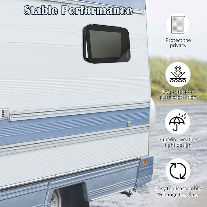 14"x22" Frameless RV Sliding Window - DOT Approved Tinted Glass, Anodized Aluminum Frame w/Mesh Screen, Fits 1.5"-1.875" Walls (Complete Installation Kit Included)