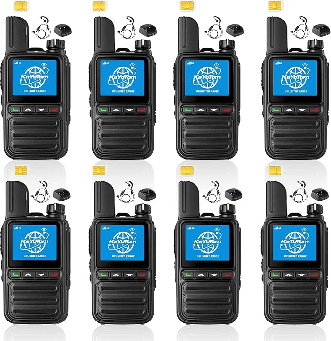 KAYOTOM Lifetime Free Global Walkie Talkies Unlimited Range PTT Push-to-Talk Over Cellular Nationwide 5000 Miles POC 4G Handheld Long Range Two Way Radio for Team (Charging Dock & Earphones, 8-Packs)