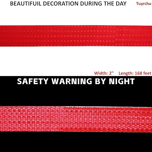 Red Reflective Tape Outdoor Waterproof 2 inch Wide, High Visibility Warning Industrial Marking Tape, Safety Stickers (168 feet)