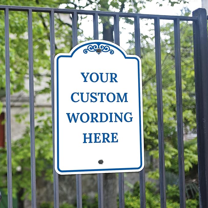 Custom Indoor/Outdoor Decorative Sign,Custom Personalized Blue Border Sign, 12x18 Inches, ACM, Fade Resistant, Made in USA