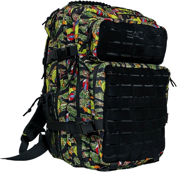 Combat Iron 35L Military Tactical Backpack for Men & Women, Molle Daypack Bug Out Bag, Hiking, Camping, Travel Rucksack with Bottle Holder, Tactiduck Tiger Stripe Camo