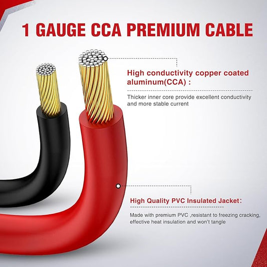 Nilight Jumper Cables for Car Battery 1 Gauge 25 FT Booster Cable Heavy Duty 900 A CCA with Carrying Bag Jump Start Emergency Kit Pickup Truck RV Vans SUV