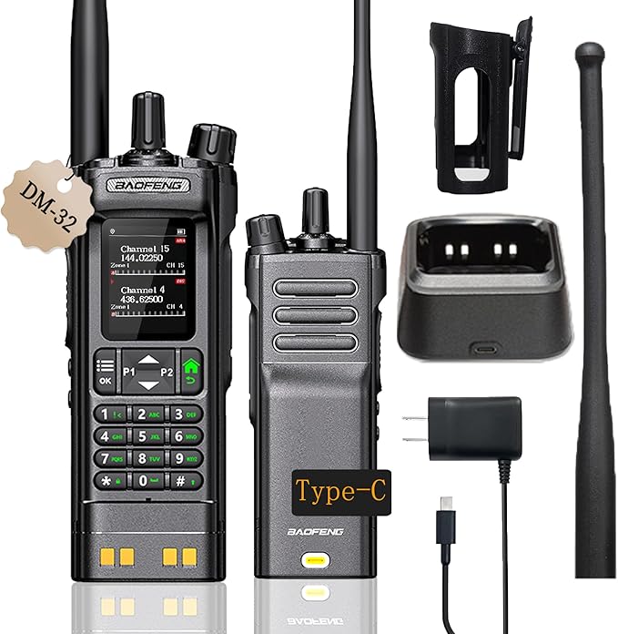 BAOFENG DM32 DMR 10W Long Range Walkie Talkie | Dual Band VHF/UHF | GPS & USB-C Rechargeable | Two Way Radio for Outdoor Hunting Emergency