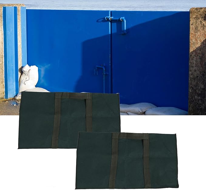 2PCS Water Activated Flood Barriers, Reusable Flood Water Barrier Water Absorbent Resin Sandless Sand Bags Self Expanding Sandbags for Flooding for House Door Garage Basement