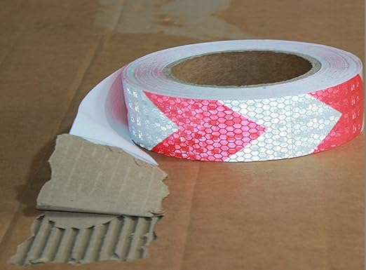 Red White Reflective Tape 1 inch Wide for Trailer, Outdoor Waterproof High Visibility Safety Warning Adhesive Strips (166 feet)