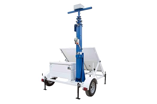 45' Portable Solar Light Tower - 7.5' Trailer - 12V 200aH Battery Bank - (1) Junction Box