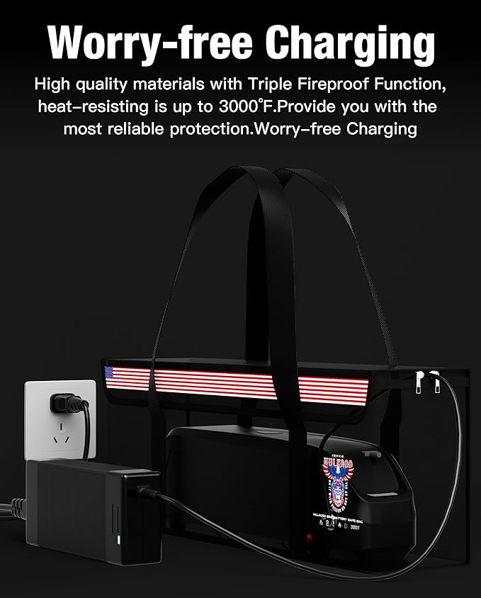 Fireproof Explosion-Proof Waterproof Ebike Battery Storage Bag - Safe Case for Lithium/Lipo Batteries (19.3 x 4.3 x 7 Inch)