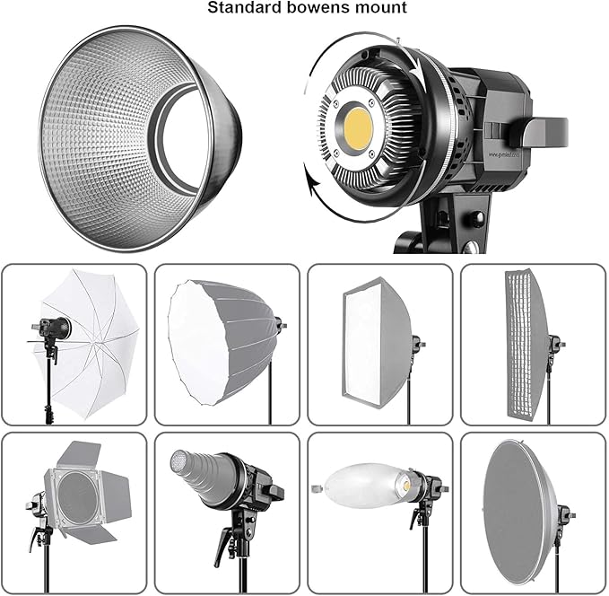 GVM 80W CRI97+ 5600K Dimmable LED Video Lights with Bowens Mount Kit Continuous Output Lighting Spotlight for YouTube Vlog Wedding Photography Shooting Light with Reflector