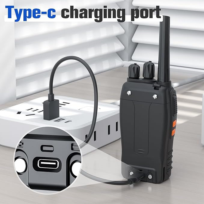 Walkie Talkies 16 Channel Two Way Radio with Original Earpieces, 2-Way Radios UHF Handheld Transceiver Walky Talky, with 2-in-1 Type-C Charging Cable & Charging Station（2 Pack）
