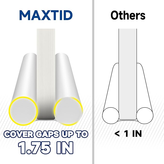MAXTID Large Door Draft Stopper 30 Inch for Small Size Bedroom Door Fits 0.5 to 1.7" Gaps White Under Door Draft Blocker Noise Doors Seal Filler Gap Draft Guard for Bottom of Doors