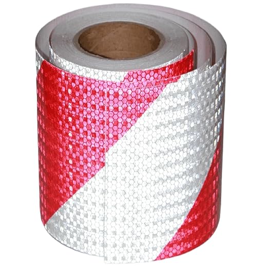 Red White Reflective Tape 8 inch Wide for Bikes, Outdoor Waterproof High Visibility Safety Warning Adhesive Strips (66 feet)