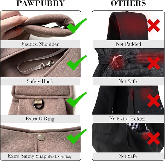 Dog & Cat Carrier Sling, Adjustable Soft Padded Shoulder Puppy Carrier, Hands-Free Dog Carrier Bag with Double Safety Buckles Premium Material for Outdoor Travel, Caramel, M