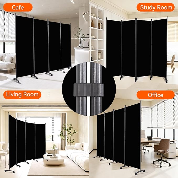 Room Divider 22''W Wall Divider for Room Partition (Heavy Duty Base) 1 Panel Partition Room Dividers, Freestanding Room Divider Screen Separation W/Wheels Folding Privacy Screen Panel Space Separator